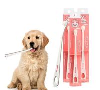 MIND UP Confezione da 3 spazzolini da denti per cani con manico angolato a 15°, design a testa piatta per una facile spazzolatura, spazzolino da denti per animali domestici per la cura quotidiana dei