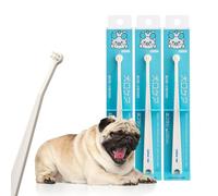 MIND UP Confezione da 3 spazzolini da denti per cani con micro testa, manico angolato a 15° per cani di piccola taglia, spazzolino da denti posteriori e aree difficili da raggiungere, prodotto in