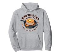 Mind Your Own Biscuits - Divertente Decorazione da Parete per la Cucina Felpa con Cappuccio, Unisex per Adulti, Grigio Melange, XL