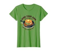 Mind Your Own Biscuits - Divertente Decorazione da Parete per la Cucina Maglietta, Donna, Erba, XL