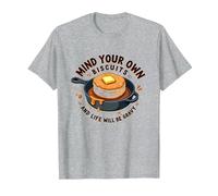 Mind Your Own Biscuits - Divertente Decorazione da Parete per la Cucina Maglietta, Uomo, Grigio Melange, XXL