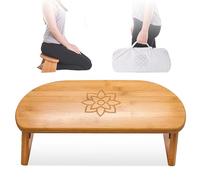 Mindful & Modern - Panca da meditazione pieghevole, cerniere magnetiche di bloccaggio, in legno, ergonomica, in bambù, per meditazione zen e yoga, sgabello da preghiera con cuscino morbido, con borsa