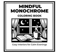 Mindful Monochrome Coloring Book: Cozy Interiors for Calm Evenings - Follow the Dots One-Color Designs for Stress Relief and Relaxation