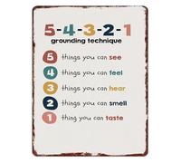 Mindfulness 5 4 3 1 Grounding Technique Sign Mental Health Coping Skill Aluminum Wall Art for Home Therapy Office Room 8 X 12 inch