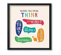 Mindfulness Educational Poster Think Before You Speak Quote Art for Study Room Home Decor(Framed,12x18inch(30x45cm))