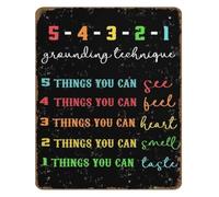 Mindfulness Grounding Metal Sign Sensory Awareness Chart For School Counselor Calm Down Corner Quiet Zone Wall Hanging 8 X 12 inch