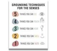 Mindfulness Grounding Techniques - 5-4-3-2-1 Senses Exercise for Anxiety Attack, Office Decor, Counselor Gift(Unframed,08x12inch(20x30cm))