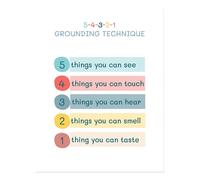 Mindfulness-Wall Art 5 4 3 2 1 Tecnica di messa a terra Mindfulness Minimalista