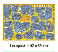 mindmemo Lernposter - Erste Schritte - Deutsch für Anfänger DaZ DaF Vokabeln lernen mit Bildern geniale Lernhilfe DinA2 42x59 cm Premium Edition in Aufbewahrung