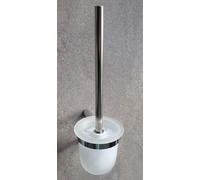Mindora Spazzola WC Con Supporto Da Muro In Vetro Latteo Cromato Serie Bagno OBI