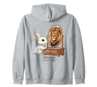 Mindset Is Everything Coniglio Leone Motivazione Felpa con Cappuccio