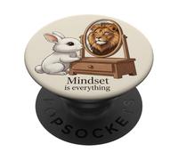 Mindset Is Everything Coniglio Leone Motivazione PopSockets PopGrip Adesivo