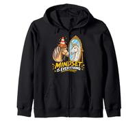 Mindset is Everything Horse & Traffic Cone Unicorn in Mirror Felpa con Cappuccio