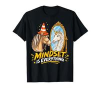 Mindset is Everything Horse & Traffic Cone Unicorn in Mirror Maglietta