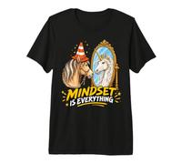 Mindset is Everything Horse & Traffic Cone Unicorn in Mirror Maglietta Premium