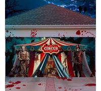 Mindsoft Horror Circus Halloween Decorazioni per porte del garage Grande 4 x 1,8 m Clown Halloween Copertura per porta del circo malvagio Garage Banner Creepy Decorazioni di Carnevale Copertura di