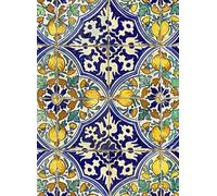 Mindthegap Carta da parati Sardegna Tiles - Indigo/ Green/ Yellow/ Taupe
