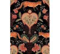 Mindthegap Carta da parati The Vixen - Black/ Red/ Orange/ Green