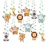 Mindu Decorazioni per feste a tema animali della giungla, 24 pezzi, decorazioni a spirale da appendere, decorazioni di compleanno per bambini, baby shower, forniture per feste a tema fattoria