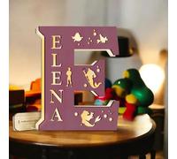Mindwood Lampada Personalizzata Bambino a Forma di Lettera con Favole - Luce Notturna Bambini in Legno Naturale, Regalo Personalizzato Originale per Cameretta, Artigianato Made in Italy