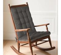 MineCozy Cuscino per sedia a dondolo da interni, extra large, con schienale alto, antiscivolo, testurizzato, con lacci, per sedia a dondolo in legno, confezione da 1, 50 x 50 cm, grigio scuro