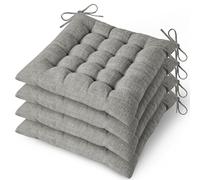 MineCozy Set di 4 cuscini per sedie da pranzo con 16 punti fissi, morbidi cuscini per sedie da cucina con laccetti, per sala da pranzo, 42 x 42 x 7 cm, grigio chiaro