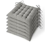 MineCozy Set di 6 cuscini per sedie da pranzo con 16 punti fissi, morbidi cuscini per sedie da cucina con laccetti, per sala da pranzo, 42 x 42 x 7 cm, grigio chiaro