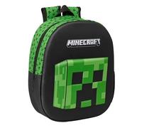MINECRAFT 3D - Zaino scolastico, con design 3D, adattabile al carrello, ideale per bambini di diverse età, comodo e versatile, qualità e resistenza, 27 x 10 x 33 cm, multicolore, M, Casual