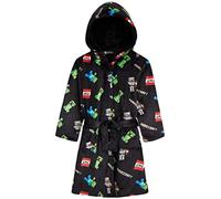 MINECRAFT Accappatoio Bambino Incappucciato Vestaglia in Pile con Tasche Creeper Abbigliamento da Casa Regalo Ragazzo (9-10 Anni, Nero)