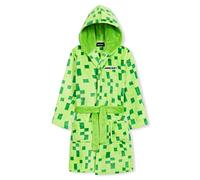 MINECRAFT Accappatoio Bambino Incappucciato Vestaglia in Pile con Tasche Creeper Abbigliamento da Casa Regalo Ragazzo (13-14 Anni, Verde)