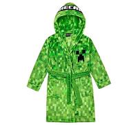 Minecraft Accappatoio per bambini e ragazzi in pile con cappuccio Creeper Design, verde, 134