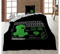 Minecraft Adolescente Copripiumino Singolo 135x200 + Federa Survival Mode | Set letto reversibile | Letto singolo | Microfibra Oeko-Tex | Asciugatura rapida | Creeper | Idea regalo | Licenza ufficiale