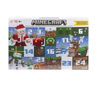 Mattel Minecraft - Calendario dell'Avvento, con 3 action figures da 8+ cm incluso Babbo Natale, 17 accessori e 4 adesivi inclusi, design pixelato, giocattolo per bambini, 6+ anni, HXM86