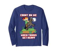 Minecraft Alex Count On Me When Things Get Heavy Poster Maglia a Manica, Unisex per Adulti, Navy, XXL