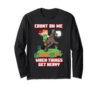 Minecraft Alex Count On Me When Things Get Heavy Poster Maglia a Manica, Unisex per Adulti, Nero, L