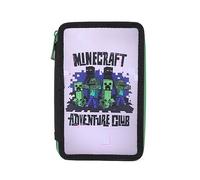 MINECRAFT Alex Creeper Steve - Astuccio portapenne per bambini, grande capacità, astuccio scuola ragazzi e ragazze, 2 scomparti, 18 pezzi, colore: verde/nero