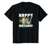Minecraft Alex & Steve Happy Birthday Maglietta, Bambini, Nero, 6 Anni