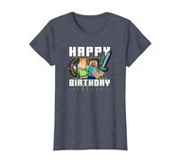 Minecraft Alex & Steve Happy Birthday Maglietta, Donna, Pervinca, XS