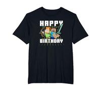 Minecraft Alex & Steve Happy Birthday Maglietta, Uomo Taglie Grandi, Nero, 4X Tall