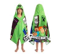Minecraft Asciugamano Bambini Mare, Accappatoio Poncho con Cappuccio Creeper, Telo Mare Cotone bambini per piscina o spiaggia, taglia unica
