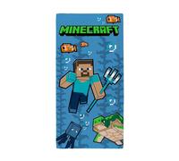 Minecraft Asciugamano Mare Trident Blue 140 x 70cm In Cotone Morbido Bambini