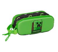 MINECRAFT - Astuccio doppio 3D, astuccio per bambini, ideale per bambini in età scolastica, comodo e versatile, qualità e resistenza, 21 x 6 x 8 cm