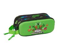 MINECRAFT - Astuccio doppio 3D, astuccio per bambini, ideale per bambini in età scolastica, comodo e versatile, qualità e resistenza, 21 x 6 x 8 cm