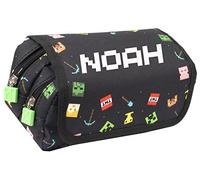 MINECRAFT - Astuccio grande - Astuccio personalizzato motivo bambino - 2 spaziosi scomparti - Manico - Articoli di cancelleria bambini - Nero