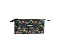 Minecraft Astuccio scolastico Pixel 25 Triple - Interno foderato e chiusura a cerniera - Astuccio con 3 scomparti - 11,5 x 23,5 x 3 cm, multicolore, Astuccio scolastico triplo