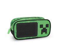 MINECRAFT - Astuccio Scuola Ufficiale Minecraft, Astuccio Bambino e Bambina Rettangolare Large, Ideale per Riporre la Cancelleria, con Pratica Chiusura a Zip, 22x11Hx8 cm, Verde e Nero