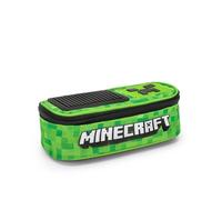 MINECRAFT - Astuccio Scuola Ufficiale Minecraft, Ideale per Riporre la Cancelleria, con Tasca con Zip, Divisorio Interno con Passanti Elastici, 22 x 8H x 11 cm