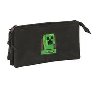 MINECRAFT - Astuccio triplo, astuccio per bambini, ideale per bambini in età scolastica, comodo e versatile, qualità e resistenza, 22 x 3 x 12 cm