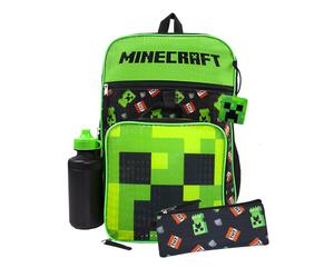 Minecraft Back pack set 5 Piece Nero Creeper & Tnt Graphics Set di zaini da 5 pe