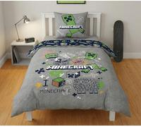 Minecraft - Biancheria da letto ufficiale Creeper & TNT - copripiumino 135 x 200 + federa 80 x 80 - 100% microfibra - Biancheria da letto morbida reversibile per bambini e ragazzi